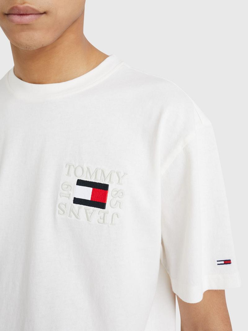 Férfi Tommy Hilfiger Box logo Póló Fehér | HU 793MQZ